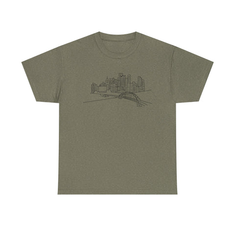 Pittsburgh Skyline - Unisex Heavy Cotton Tee T-Shirt - YinzerShop