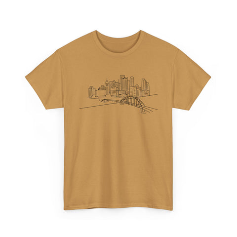 Pittsburgh Skyline - Unisex Heavy Cotton Tee T-Shirt - YinzerShop