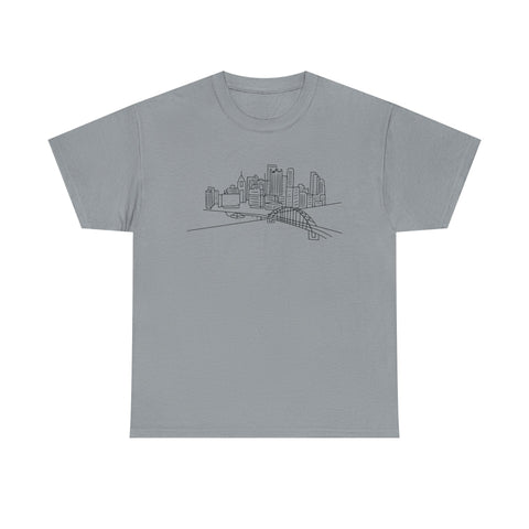 Pittsburgh Skyline - Unisex Heavy Cotton Tee T-Shirt - YinzerShop