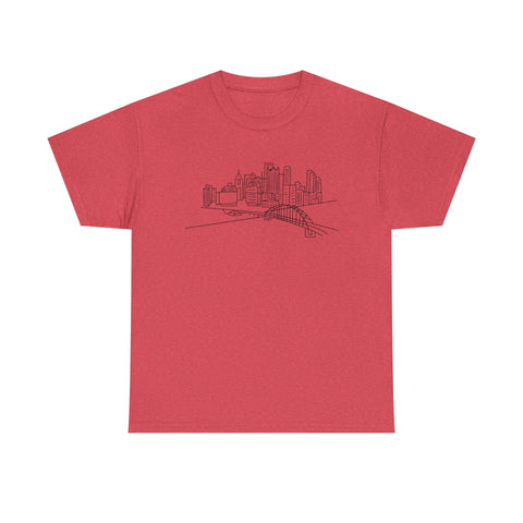 Pittsburgh Skyline - Unisex Heavy Cotton Tee T-Shirt - YinzerShop