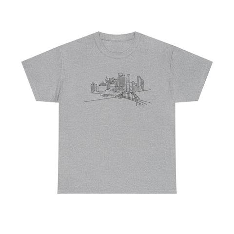 Pittsburgh Skyline - Unisex Heavy Cotton Tee T-Shirt - YinzerShop