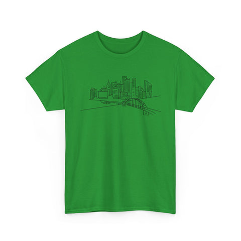 Pittsburgh Skyline - Unisex Heavy Cotton Tee T-Shirt - YinzerShop