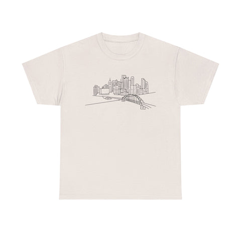 Pittsburgh Skyline - Unisex Heavy Cotton Tee T-Shirt - YinzerShop