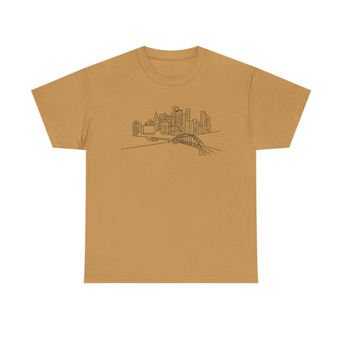 Pittsburgh Skyline - Unisex Heavy Cotton Tee T-Shirt - YinzerShop