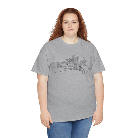 Pittsburgh Skyline - Unisex Heavy Cotton Tee T-Shirt - YinzerShop