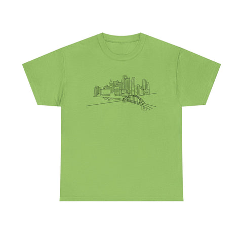 Pittsburgh Skyline - Unisex Heavy Cotton Tee T-Shirt - YinzerShop