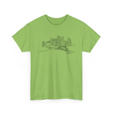 Pittsburgh Skyline - Unisex Heavy Cotton Tee T-Shirt - YinzerShop