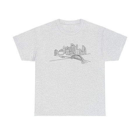 Pittsburgh Skyline - Unisex Heavy Cotton Tee T-Shirt - YinzerShop