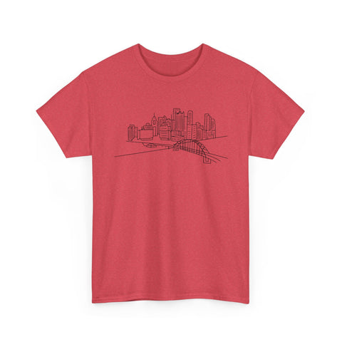 Pittsburgh Skyline - Unisex Heavy Cotton Tee T-Shirt - YinzerShop