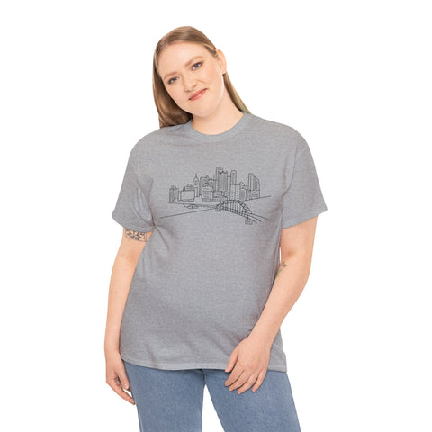 Pittsburgh Skyline - Unisex Heavy Cotton Tee T-Shirt - YinzerShop