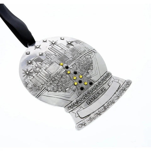 Pittsburgh Snow Globe - Handcrafted Holiday Ornament with Black and Gold Crystals Ornament - YinzerShop
