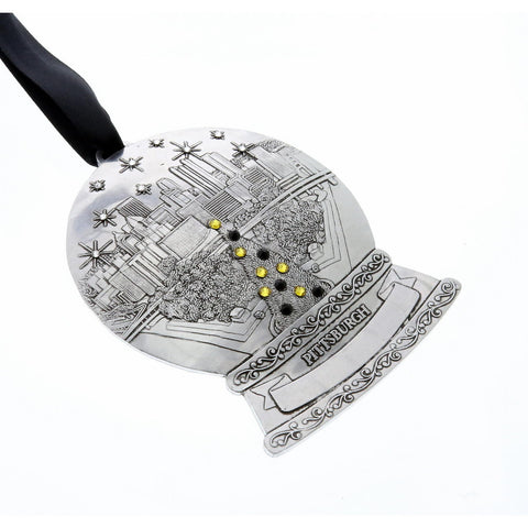 Pittsburgh Snow Globe | Handcrafted Steel City Ornament with Black Gold Crystals - YinzerShop