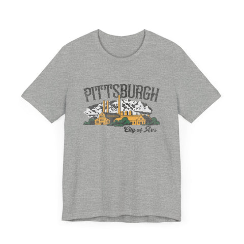 Pittsburgh Steel Mill City of Iron (Arn) Vintage Logo - Short Sleeve Tee T-Shirt - YinzerShop