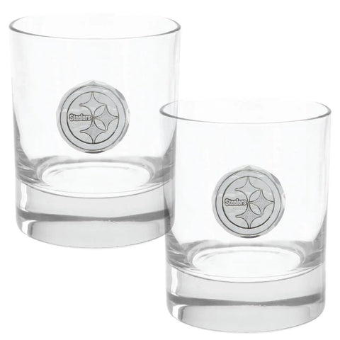 Pittsburgh Steelers 2-Piece Rocks Glass Set with Collectible Box (Aluminum) Rocks Glass Wendell August Forge   