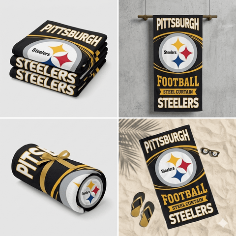 Pittsburgh Steelers 30" x 60" Steel Curtain Football Beach or Bath Towel Beach Towel - YinzerShop