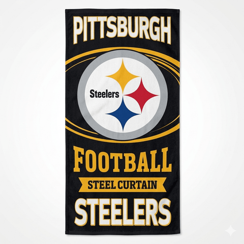 Pittsburgh Steelers 30" x 60" Steel Curtain Football Beach or Bath Towel Beach Towel - YinzerShop