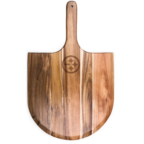 Pittsburgh Steelers Acacia Pizza Peel - Wooden Paddle With Beveled Edge For Easy Serving Licensed - YinzerShop