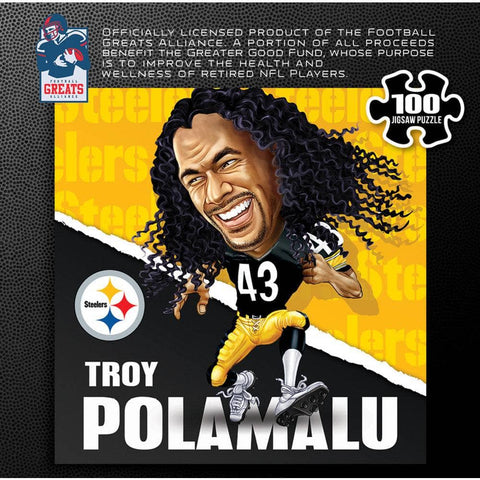 Pittsburgh Steelers All-Time Greats - Troy Polamalu 100 Piece Jigsaw Puzzle 100 Piece - YinzerShop
