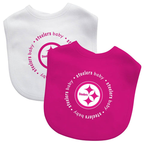 Pittsburgh Steelers Baby Bibs 2-Pack - Embroidered Infant Sports Bibs Pink Set Bib - YinzerShop