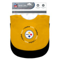 Pittsburgh Steelers Baby Bibs 2-Pack - Embroidered Team Bibs | Cotton Front & Spill Resistant Bibs - YinzerShop