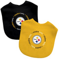 Pittsburgh Steelers Baby Bibs 2-Pack - Embroidered Team Bibs | Cotton Front & Spill Resistant Bibs - YinzerShop