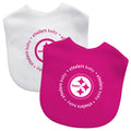 Pittsburgh Steelers Baby Bibs 2-Pack - Pink Cotton Front & Polyester Back Infant Sports Bibs Bibs - YinzerShop