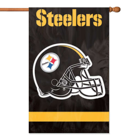 Pittsburgh Steelers Banner Flag – Durable Appliqué NFL Team Flag, Black Nylon Flag - YinzerShop