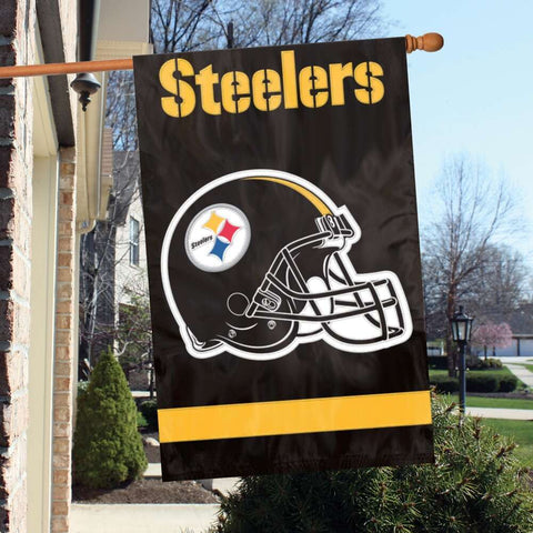 Pittsburgh Steelers Banner Flag – Durable Appliqué NFL Team Flag, Black Nylon Flag - YinzerShop