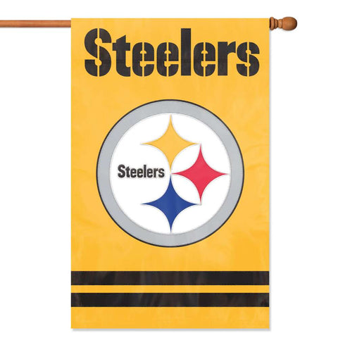 Pittsburgh Steelers Banner Flag - Premium Yellow Appliqué NFL Team Flag Garden Flag - YinzerShop