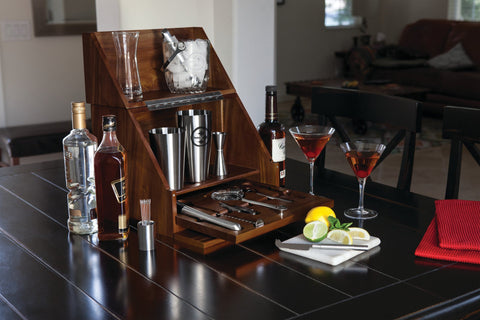 Pittsburgh Steelers Bar Set – Acacia Wood Tabletop Cocktail Station Licensed - YinzerShop