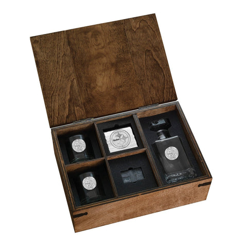 Pittsburgh Steelers Barware – Tribeca Collection With Whiskey Decanter, Glasses & Coasters Barware - YinzerShop