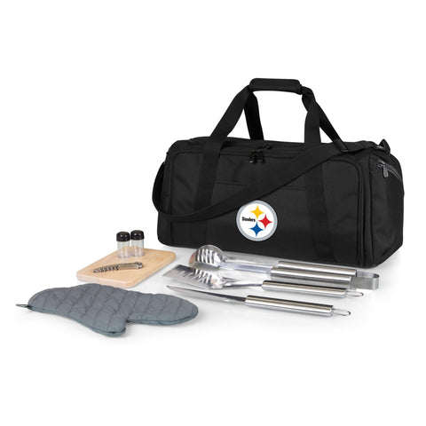 Pittsburgh Steelers BBQ Kit - Portable Cooler Bag & 8-Piece Grill Set With Tools Licensed - YinzerShop