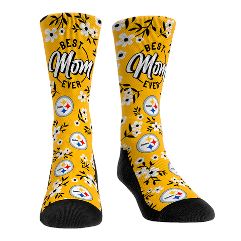 Pittsburgh Steelers - Best Mom Floral Socks - YinzerShop