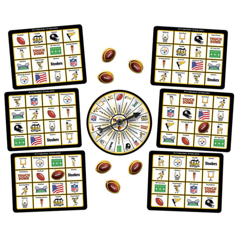 Pittsburgh Steelers Bingo - NFL Football Party Game with Custom Tokens & Spinner Classic Games - YinzerShop