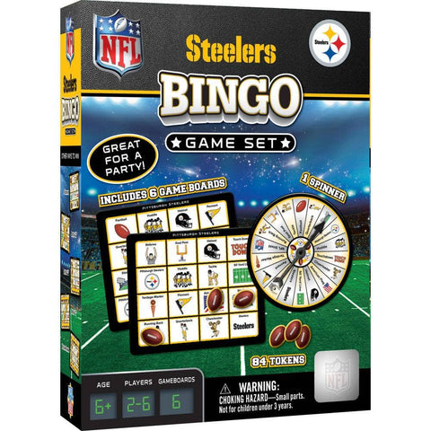 Pittsburgh Steelers Bingo - NFL Football Party Game with Custom Tokens & Spinner Classic Games - YinzerShop
