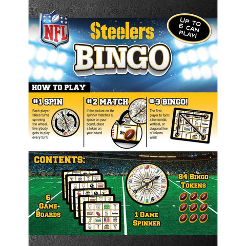 Pittsburgh Steelers Bingo - NFL Football Party Game with Custom Tokens & Spinner Classic Games - YinzerShop