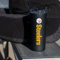 Pittsburgh Steelers Black 24oz Stainless Steel Tumbler Tumbler 24oz - YinzerShop