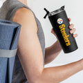 Pittsburgh Steelers Black 24oz Stainless Steel Tumbler Tumbler 24oz - YinzerShop