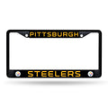 Pittsburgh Steelers Black Laser with Steelers Logo Chrome License Plate Frame License Plate Frame - YinzerShop