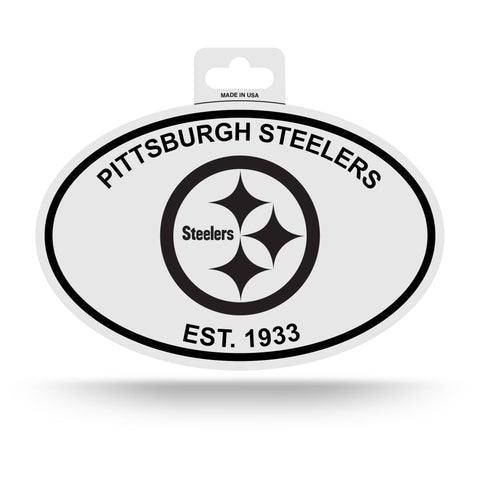 Pittsburgh Steelers Black & White Oval Sticker Sticker - YinzerShop