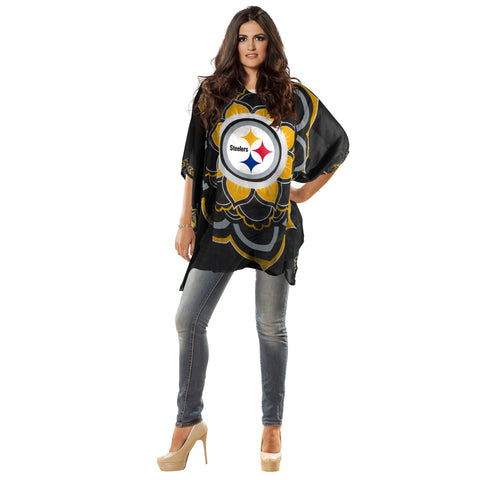 Pittsburgh Steelers Caftan - Lightweight Summer Coverup Semi Sheer Polyester Dress Caftan - YinzerShop