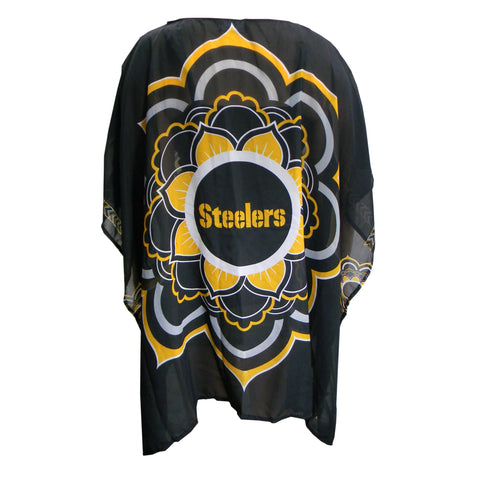 Pittsburgh Steelers Caftan - Lightweight Summer Coverup Semi Sheer Polyester Dress Caftan - YinzerShop