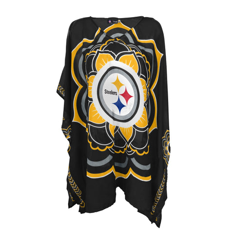 Pittsburgh Steelers Caftan - Lightweight Summer Coverup Semi Sheer Polyester Dress Caftan - YinzerShop