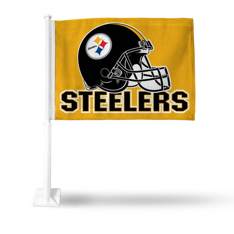 Pittsburgh Steelers Car Flag - NFL Helmet Design | Durable Nylon, Weather Resistant Car Flag - YinzerShop