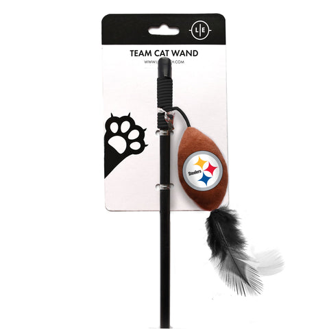 Pittsburgh Steelers Cat Wand - Interactive Plush Ball Toy with Feathers for Playful Cats Pet Toy - YinzerShop