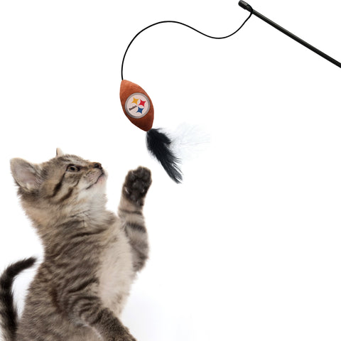 Pittsburgh Steelers Cat Wand - Interactive Plush Ball Toy with Feathers for Playful Cats Pet Toy - YinzerShop