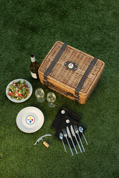 Pittsburgh Steelers Champion Picnic Basket – Handwoven Wicker Basket for Two Licensed - YinzerShop