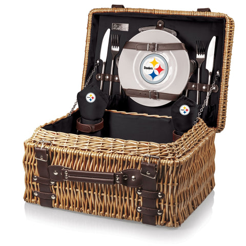 Pittsburgh Steelers Champion Picnic Basket – Handwoven Wicker Basket for Two Licensed - YinzerShop
