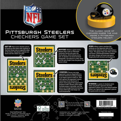 Pittsburgh Steelers Checkers - Licensed NFL Board Game | Classic Family Strategy Set Classic Games - YinzerShop