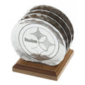 Pittsburgh Steelers Coaster Set - Official NFL Metal Coasters with Wood Caddy Coaster - YinzerShop